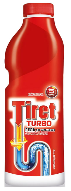 Средство для удаления засоров Tiret Turbo гель 1000 мл устранение сложных засоров